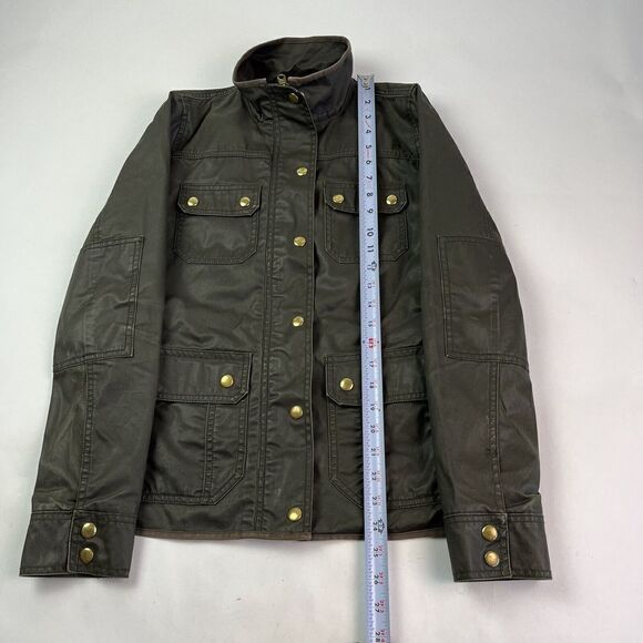 J Crew Downtown Field Chore Jacket XS Mossy Brown Barn Waxed Cotton Preppy - Picture 13 of 16